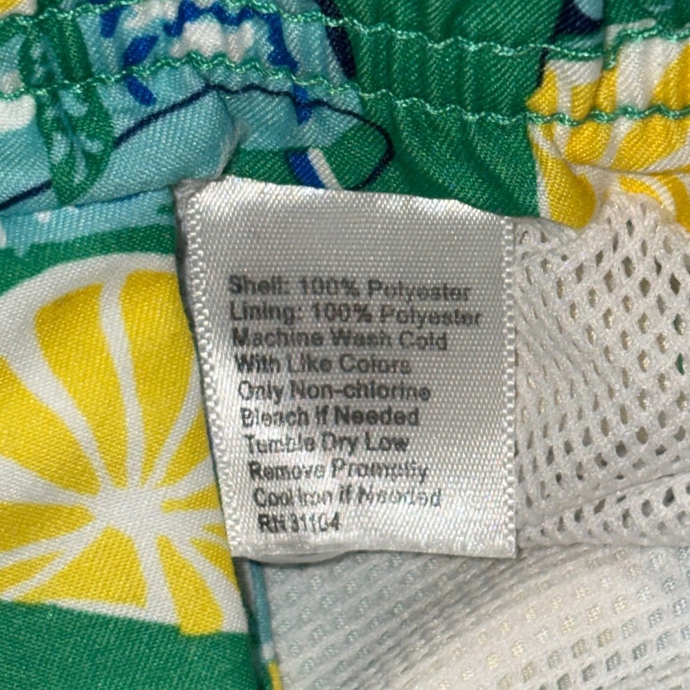 Crown Ivy Men's Swim Trunks Green Lemonade Drink Print Elastic W/ Drawstring XL - Picture 7 of 8